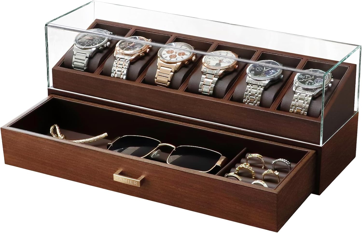 Jewelry Watches Men - Wooden Watch Box with 6 Slots