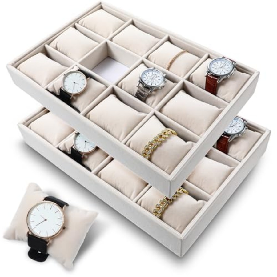 Jewelry Watches Men - 2 Pcs Beige Velvet Jewelry Organizer