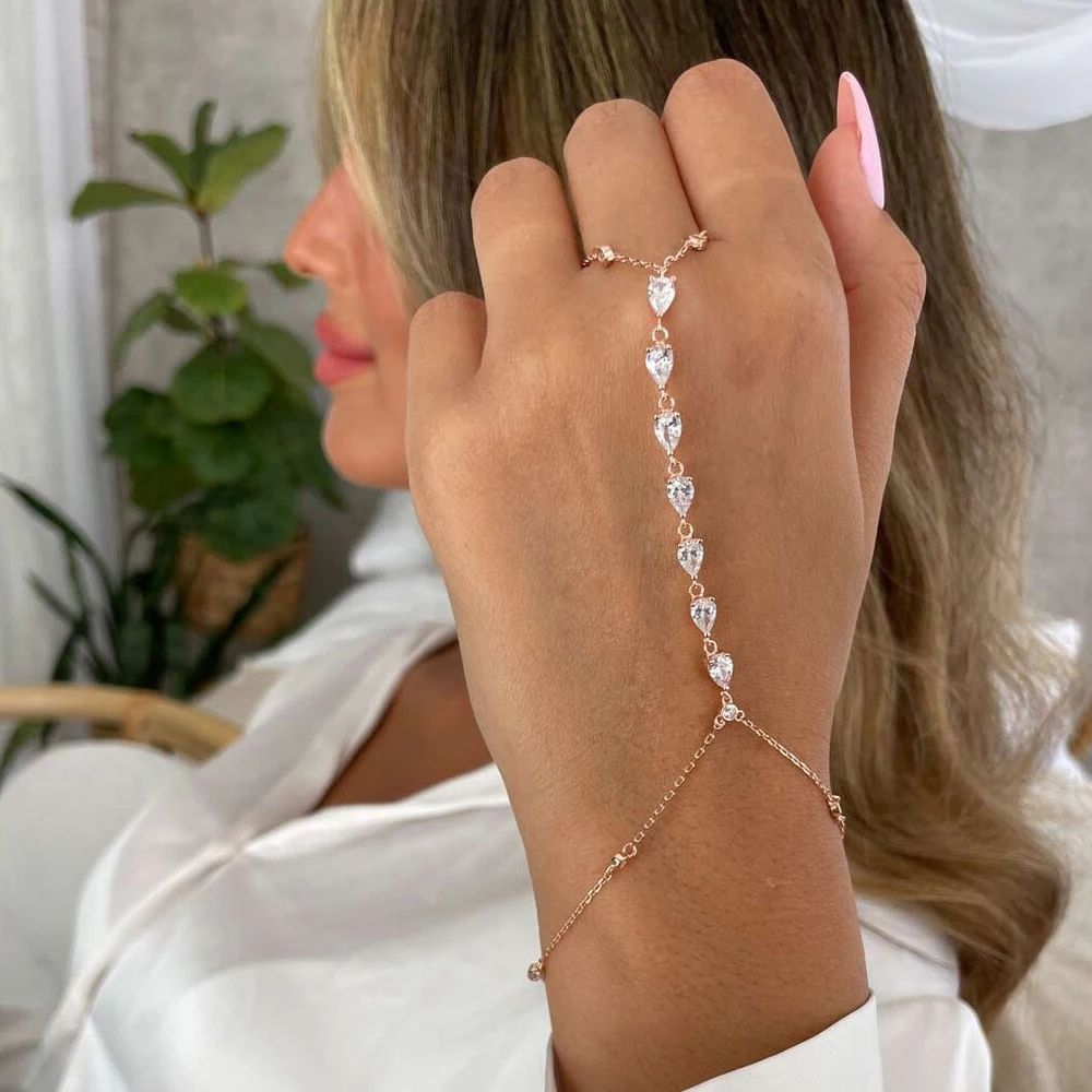 Fashion Zircon Teardrop Finger - Jewelry & Watches Sp Z Oo Opinie のレビューと価格