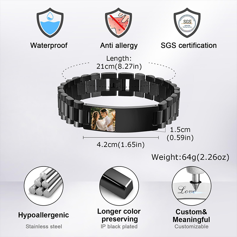 Custom Picture Text Bracelet W - Jewelry Watches Men のレビューと価格