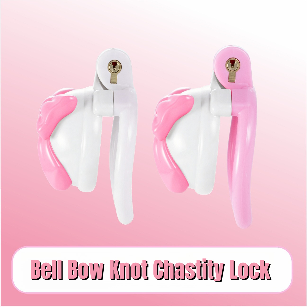 Pink Bowknot Resin Chastity Ca - Couple Ring Set のレビューと価格