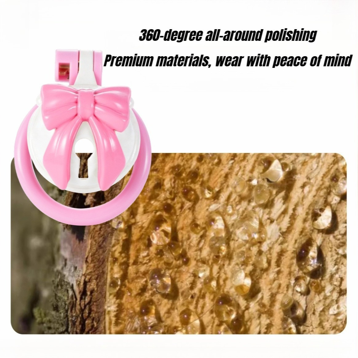 Pink Bowknot Resin Chastity Ca - Couple Ring Set のレビューと価格