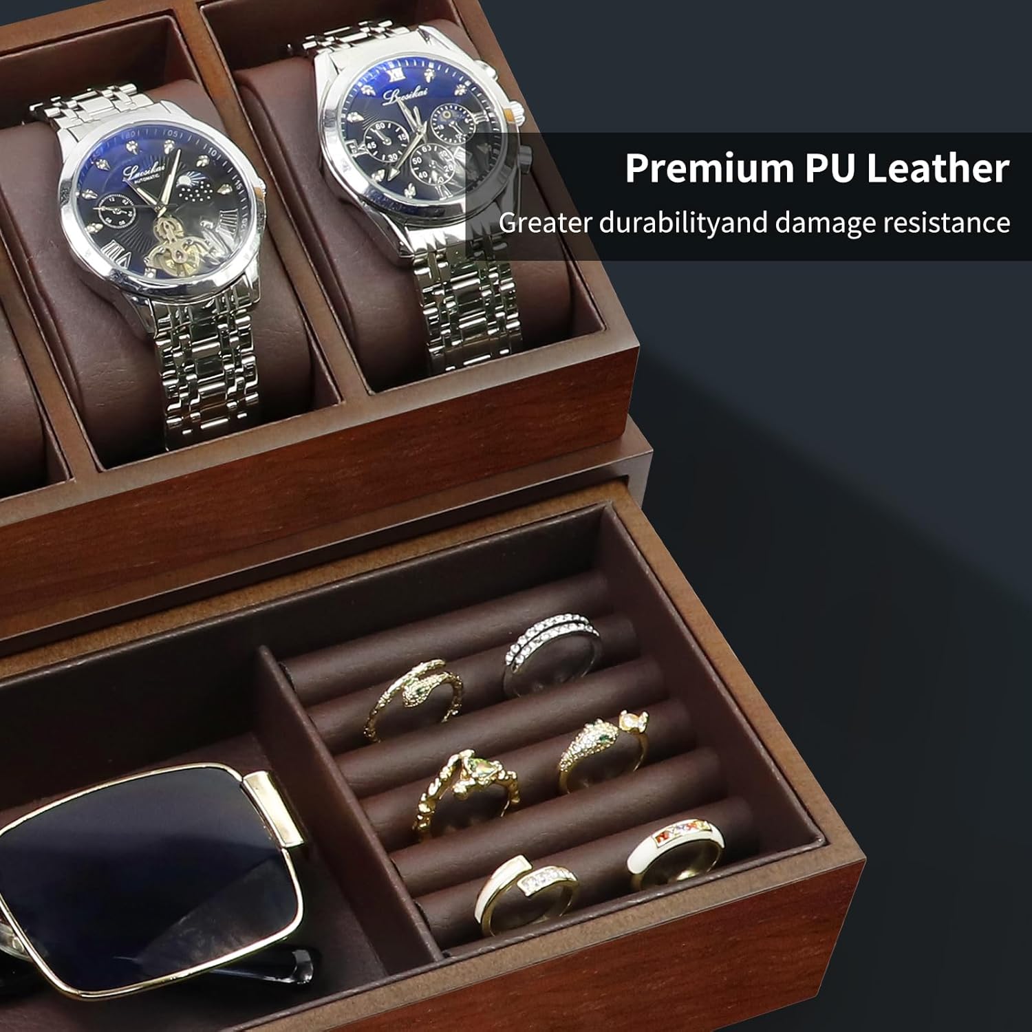 Wooden Watch Box with 6 Slots  - Jewelry Watches Men のレビューと価格