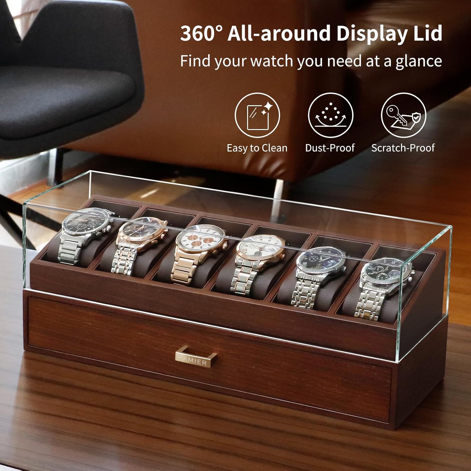 Wooden Watch Box with 6 Slots  - Jewelry Watches Men のレビューと価格