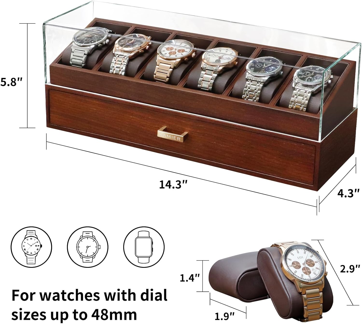 Wooden Watch Box with 6 Slots  - Jewelry Watches Men のレビューと価格