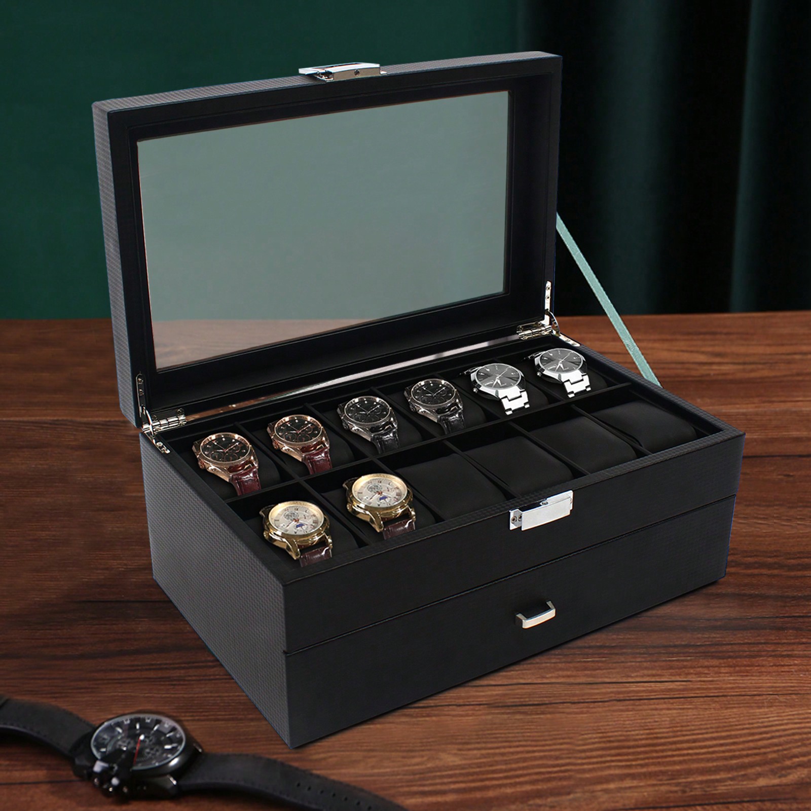 24 Slot Men Watch Display Case - Jewelry Watches Men のレビューと価格