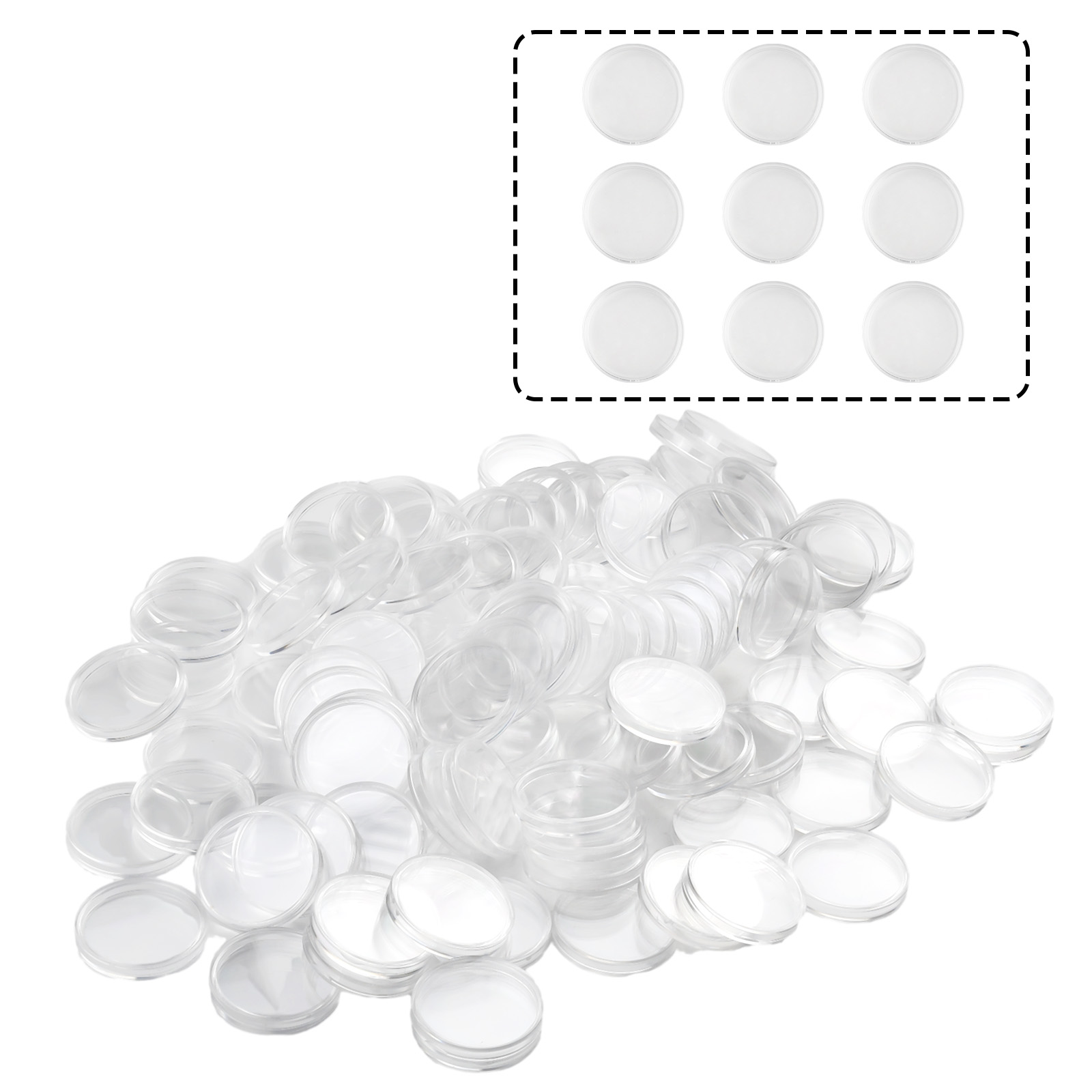 100Pcs Transparent Plastic Rou - Collectors Coins Jewelry & Watches Of Smithtown のレビューと価格