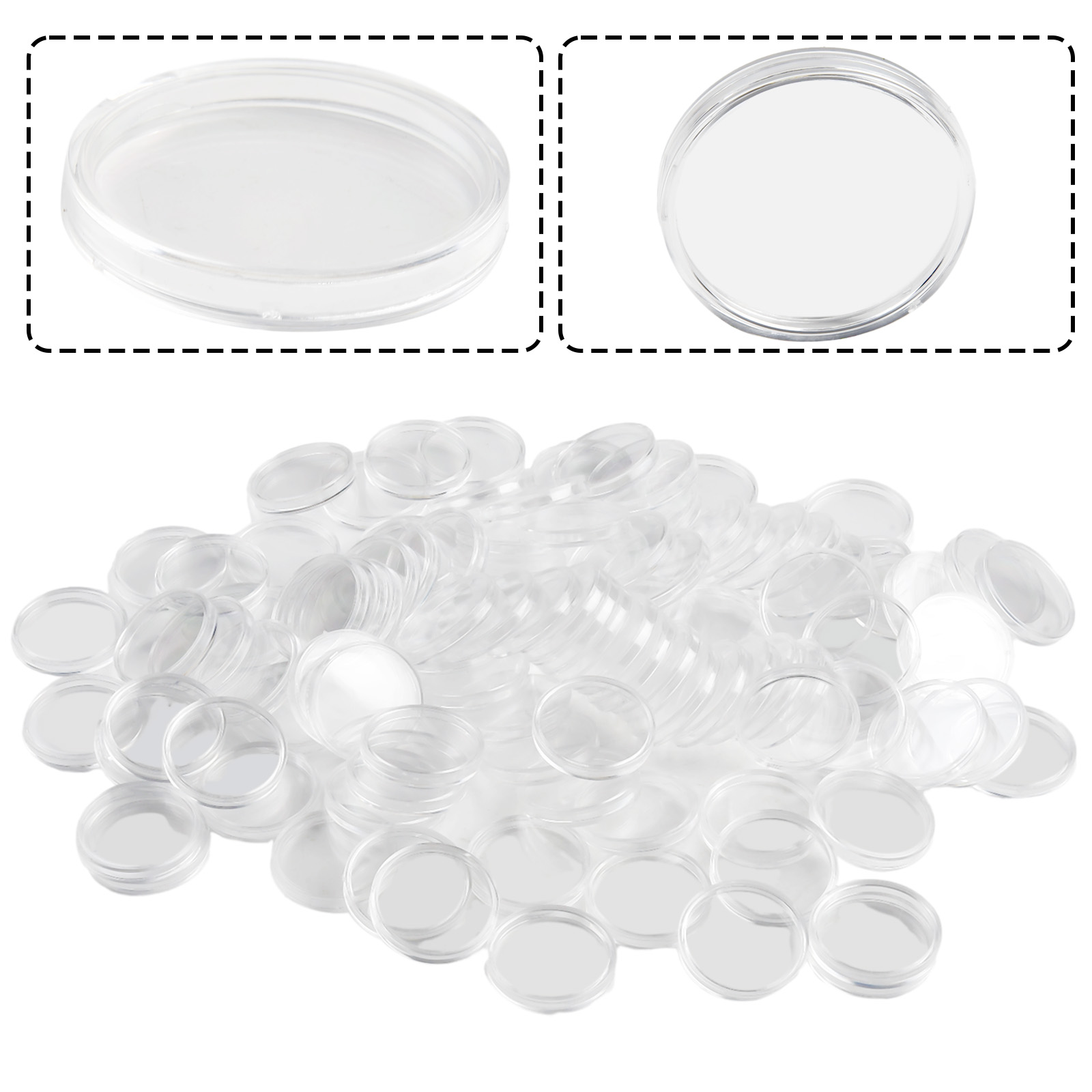 100Pcs Transparent Plastic Rou - Collectors Coins Jewelry & Watches Of Smithtown のレビューと価格