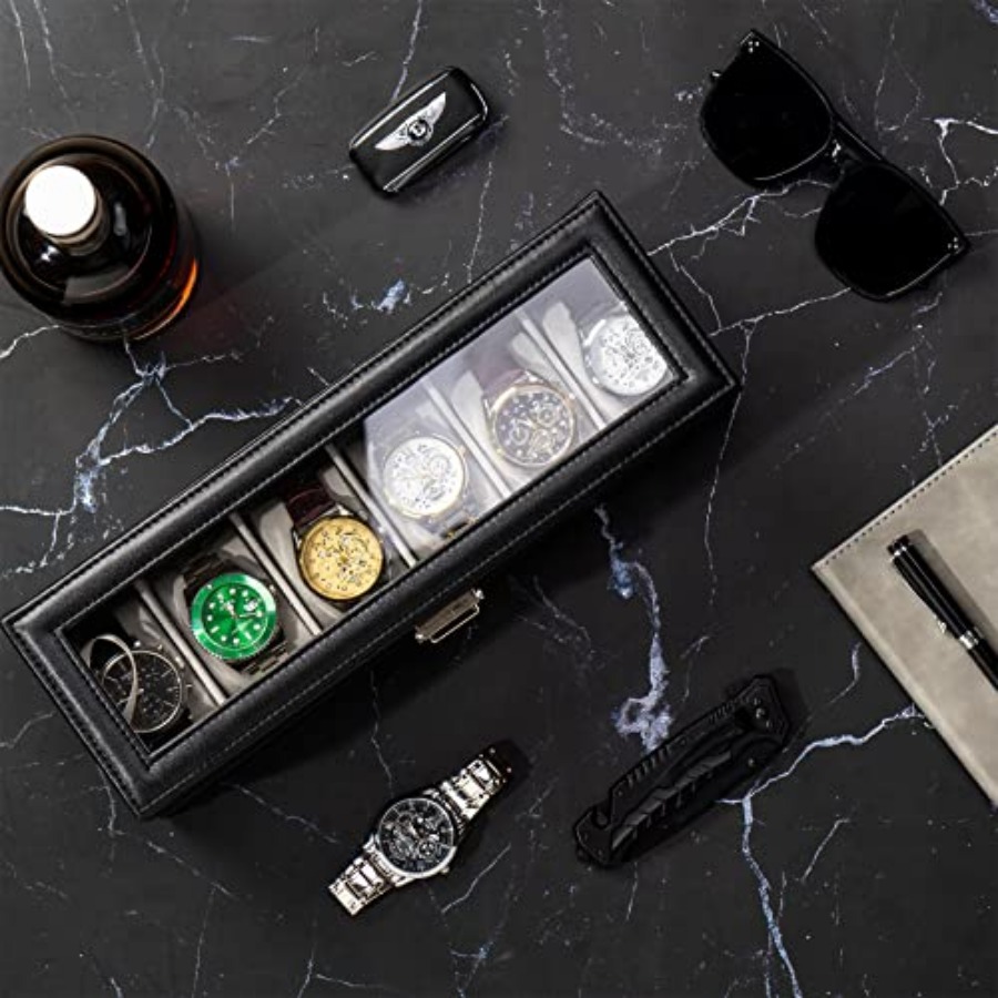 Watch Box, 6 Slot Watches Disp - Jewelry Watches Men のレビューと価格