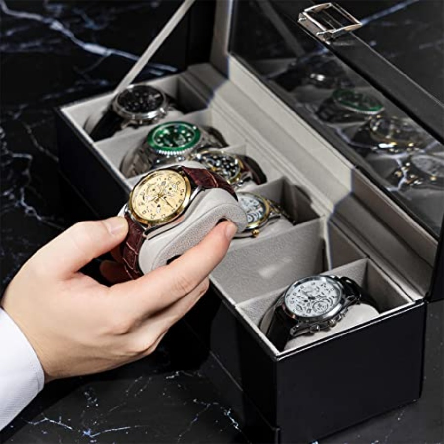 Watch Box, 6 Slot Watches Disp - Jewelry Watches Men のレビューと価格