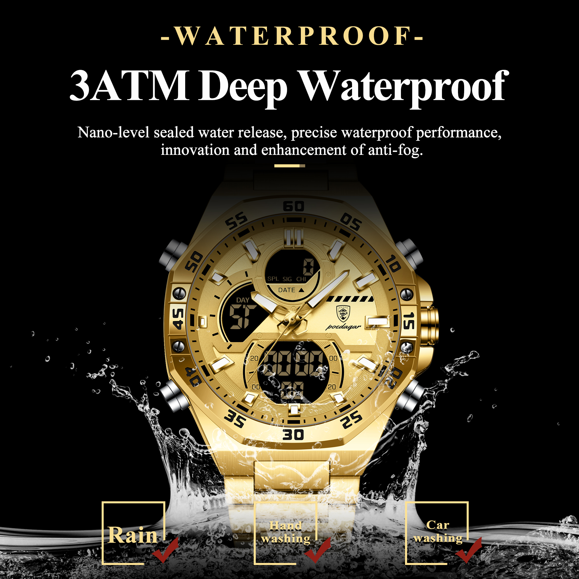 POEDAGAR Sport Men Watch LED W - Jewelry Watch のレビューと価格