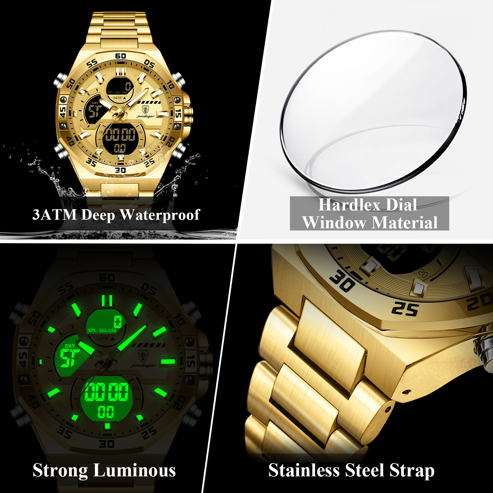 POEDAGAR Sport Men Watch LED W - Jewelry Watch のレビューと価格