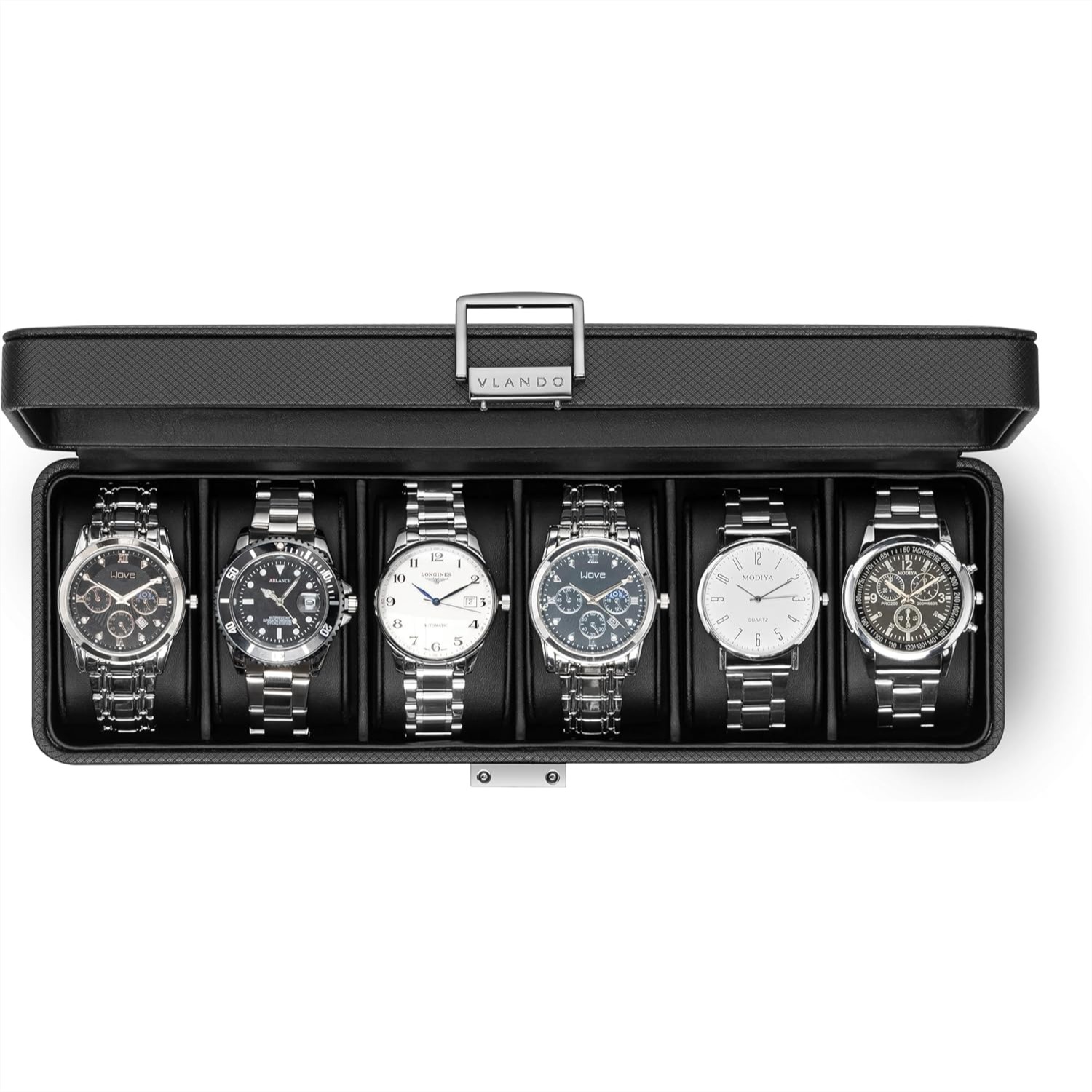 6-Slot Watch Case with Glass L - Jewelry Watches Men のレビューと価格
