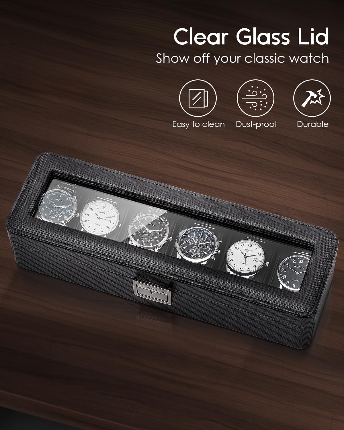 6-Slot Watch Case with Glass L - Jewelry Watches Men のレビューと価格