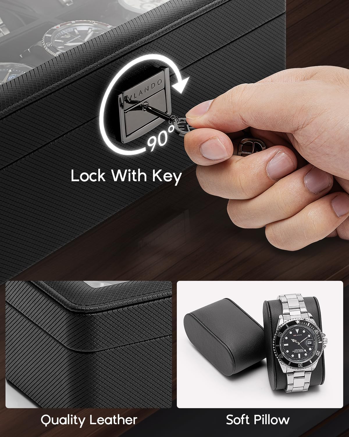 6-Slot Watch Case with Glass L - Jewelry Watches Men のレビューと価格