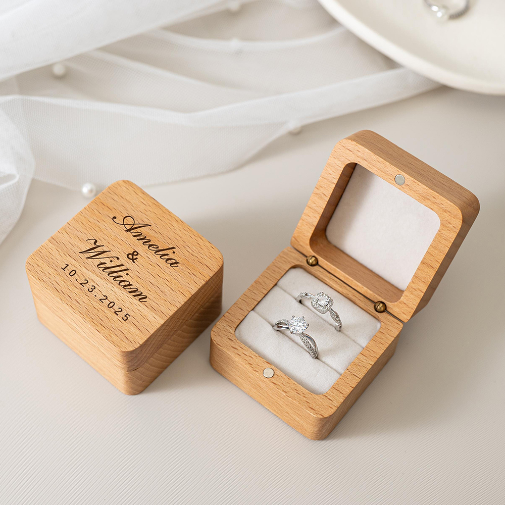 Personalized Carved Wooden Rin - Couple Ring Set のレビューと価格