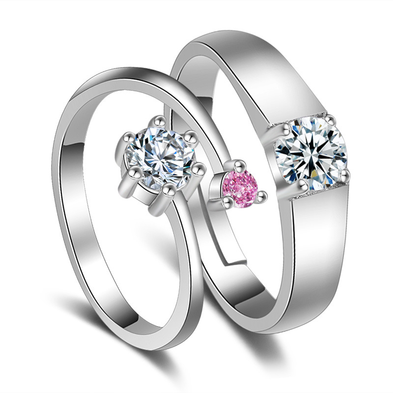 2pcs 925 Sterling Silver Coupl - Couple Ring Set のレビューと価格