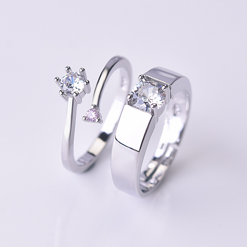 2pcs 925 Sterling Silver Coupl - Couple Ring Set のレビューと価格