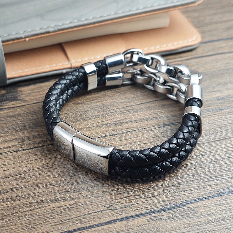 Multi layer men's leather brac - Charm Bracelet Beads のレビューと価格