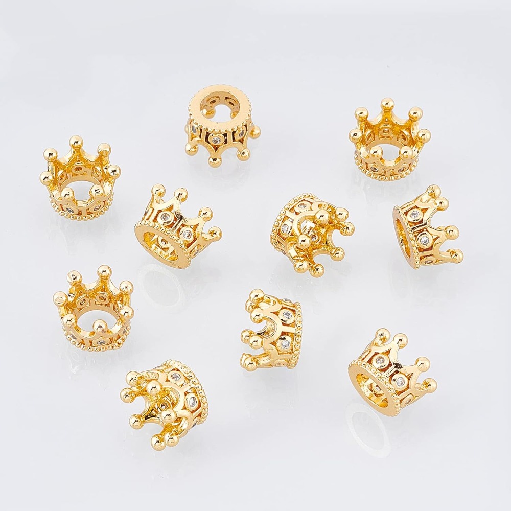10 Pcs Cubic Zirconia Pave Kin - Charm Bracelet Beads のレビューと価格