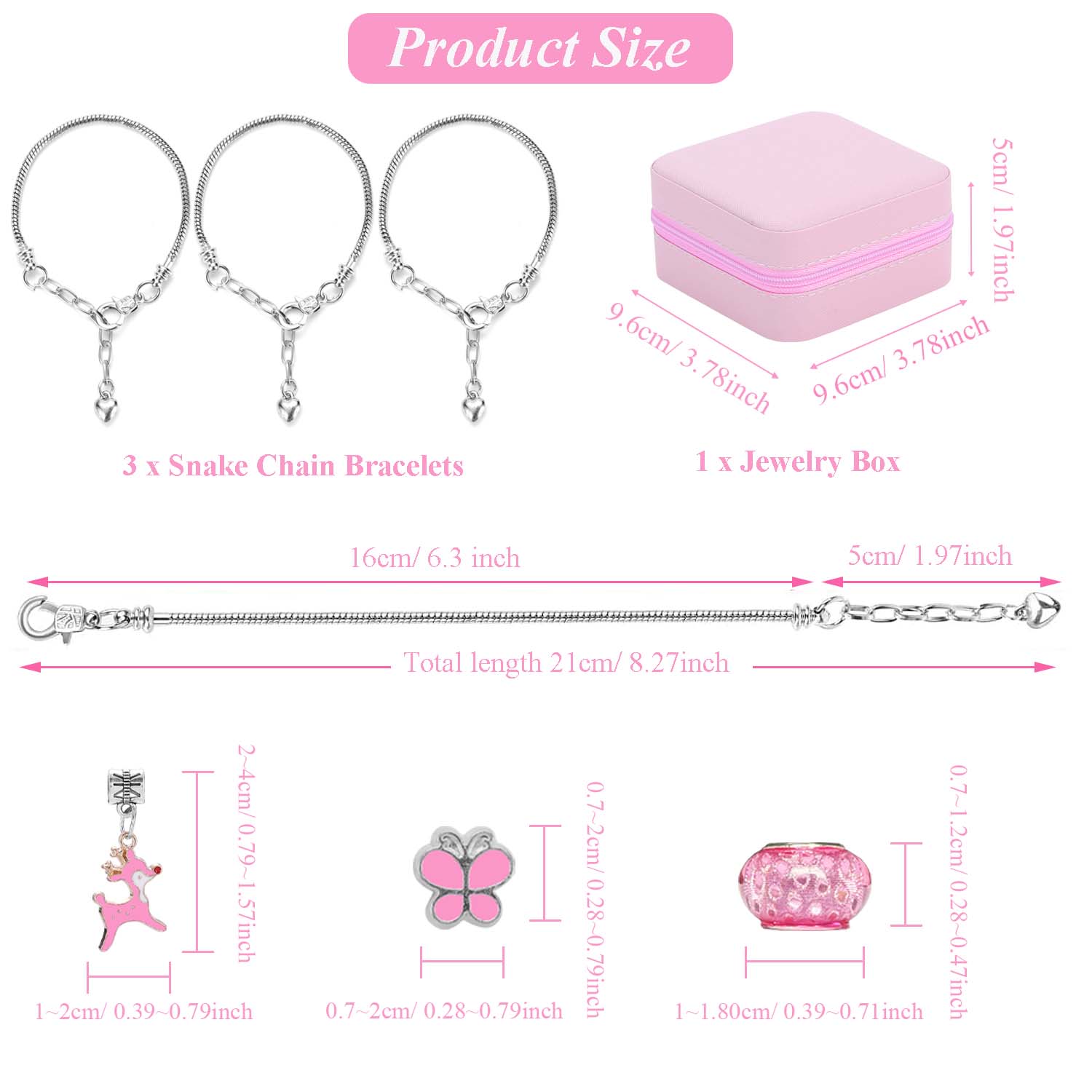 68pcs pink beaded jewelry set, - Charm Bracelet Beads のレビューと価格