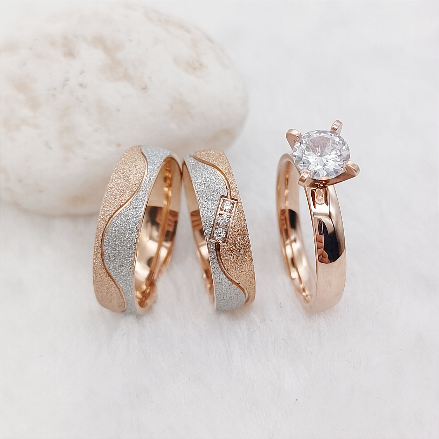 Proposal 3pcs Marriage Promise - Couple Ring Set のレビューと価格