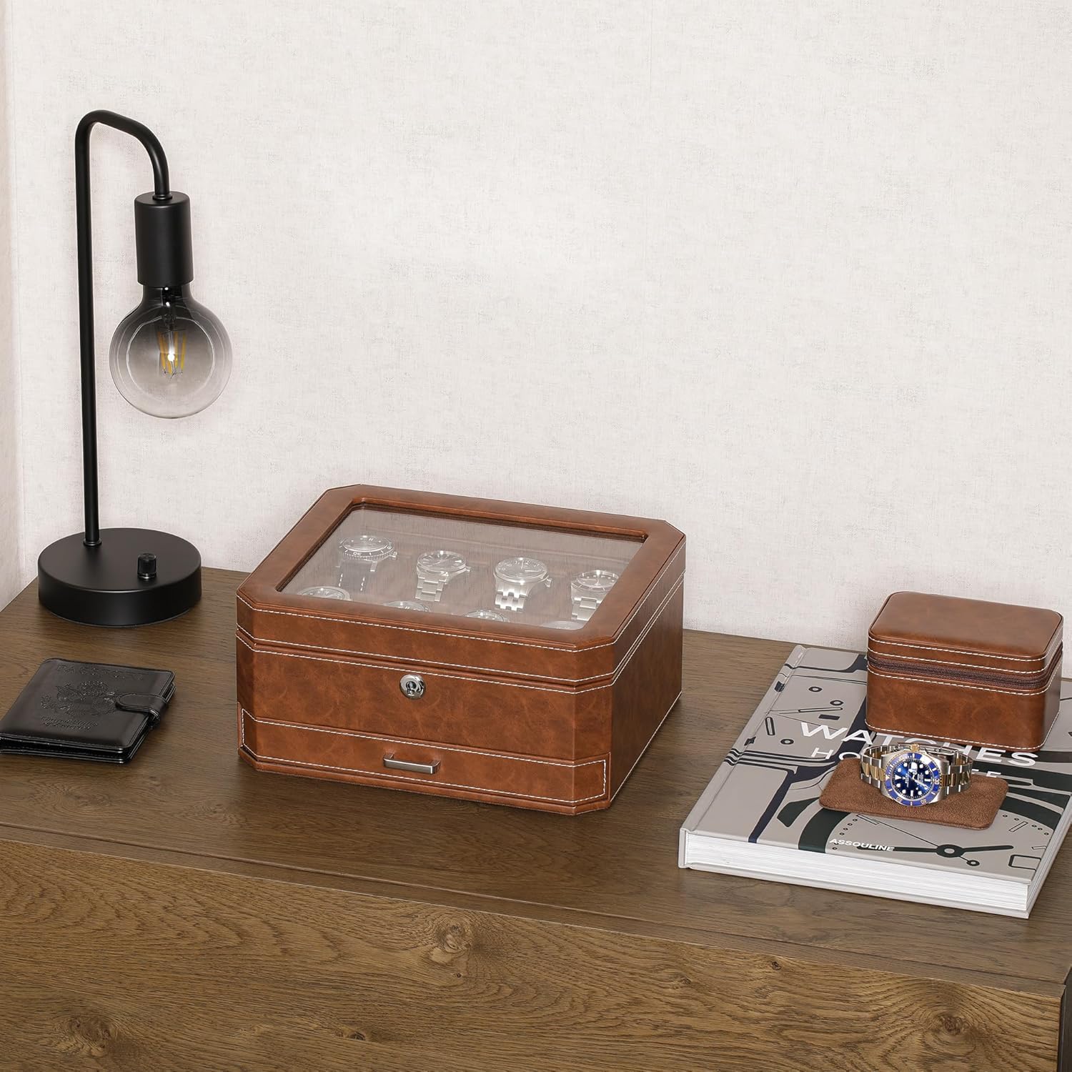 8 Slot Leather Watch Box with  - Jewelry Watches Men のレビューと価格